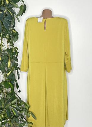 Платье батал классическое платье миди демисезонное однотонное горчичный цвет нарядное рукава три четверти защелки на подкладке2 фото