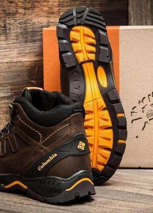 Мужские зимние кожаные ботинки columb ns brown3 фото