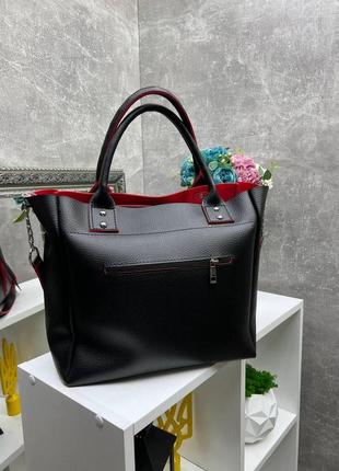 Женская стильная сумка большая а4 с большим карманом спереди из экокожи с плечевой ручкой в комплекте капучино10 фото
