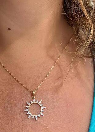 Цепочка с подвеской солнце колье цепи