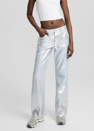 Джинси срібні bershka
