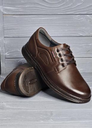 Кожаные мужские прошитые коричневые туфли на шнурках тм bumer!!!1 фото