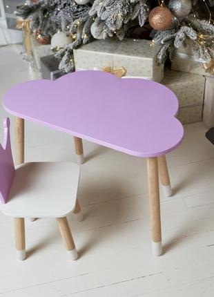 Дитячий столик хмарка та стільчик коронка фіолетовий. столик для ігор, занять, їжі5 фото