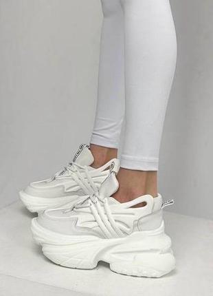 Стильные женские белые кроссовки, высокая подошва/платформа, эко кожа, 35-36-37-38-38-408 фото