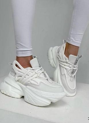 Стильные женские белые кроссовки, высокая подошва/платформа, эко кожа, 35-36-37-38-38-404 фото