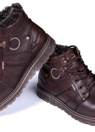 Чоловічі шкіряні зимові черевики kristan city traffic brown