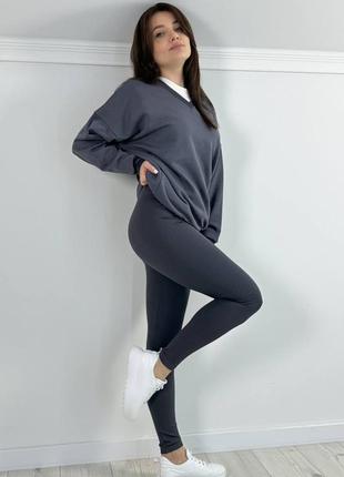 Спортивный костюм женский весенний на весну демисезонный серый бежевый коричневый зеленый лосины сви10 фото