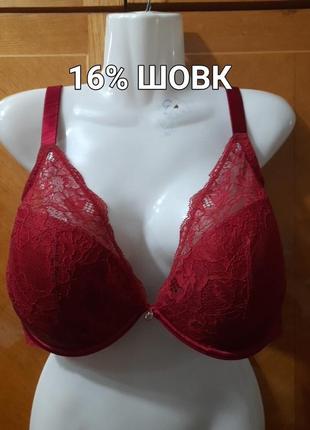 Кружевной шелковый роскошный бюстгалтер р.36 g 80 h от autograph marks &amp; spencer,косточки, поролон