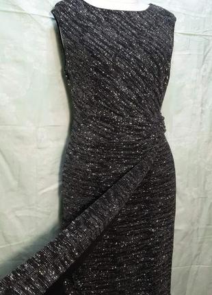 Новогоднее, шикарное, вечернее женское черное блестящее платье  14 размер