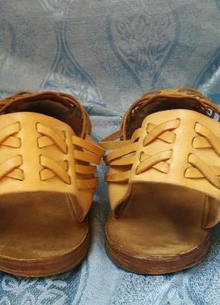 Кожаные босоножки с тонкими ремешками бежевые сандалии бохо4 фото