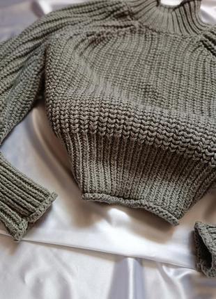 Актуальный теплый свитер хаки h&amp;m шерсть s 364 фото