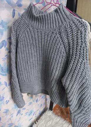 Свитер, серый свитер, свитер h&amp;m, свитер крупной вязки