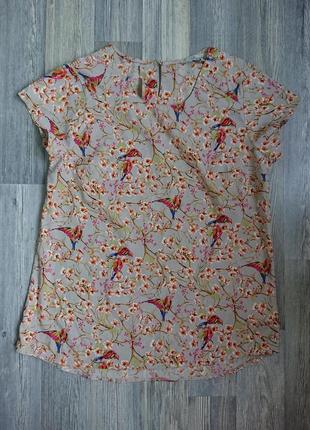 Красивая женская блуза в птички р.42/44 блузка блузочка футболка5 фото