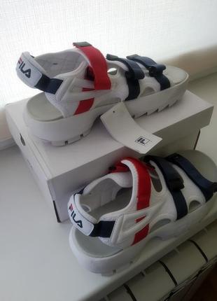 Женские сандали fila sandal white/black/red белые летние.2 фото