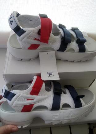 Женские сандали fila sandal white/black/red белые летние.3 фото