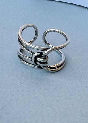 Кольцо серебро 925 проба посеребрение геометрическое кольцо