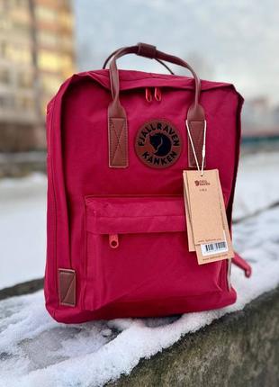 Бордовый рюкзак kanken classic 16l с кожаными ручками2 фото