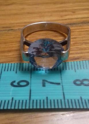 Серебряное кольцо 925 пробы, клейма, с огромным топазом 11 мм9 фото