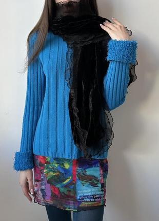 Готический черный шарф с вуалью женский готика винтаж