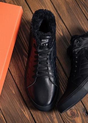 Мужские зимние ботинки nike black leather8 фото