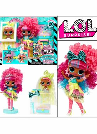 Игровой набор с куклой lol + 20 аксессуаров lol surprise tweens surprise swap curls-2-crimps cora кукла трансформер со сменной головой кримпс кора