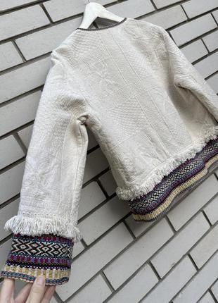 Жаккардовый твидовый жакет пиджак в этно бохо стиле zara9 фото