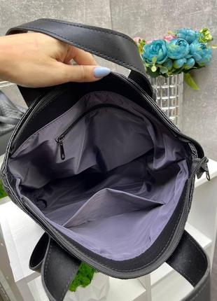 Большая вместительная сумка женская формата а4 на молнии из экокожи с плетением горчичная с черными ручками10 фото