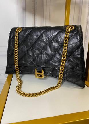 Сумка кожаная черная краш