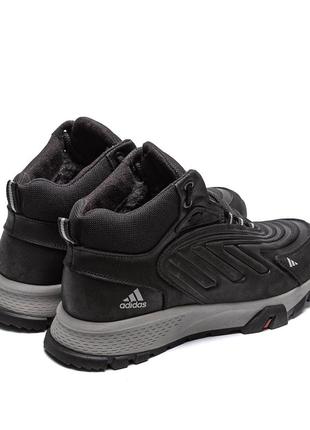 Мужские зимние кожаные ботинки adidas originals ozelia black4 фото