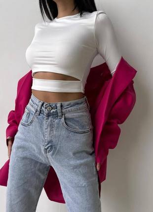 Кроп топ с разрезом под грудью с прорезями для пальчиков лонгслив белый черный хаки...