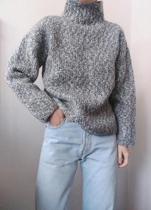 Серый свитер шерсть джемпер гольф пуловер реглан лонгслив кофта шерсть винтажный свитер1 фото