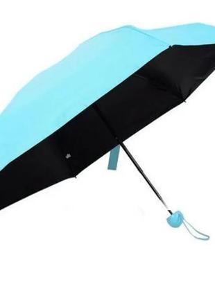 Компактна парасолька в капсулі-футлярі, маленька парасолька в капсулі.колір блакитний6 фото