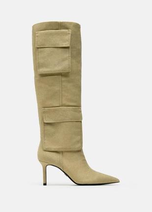 Джинсові чоботи з кишенями zara