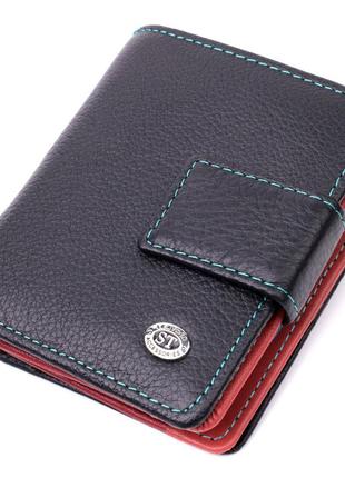Вертикальный небольшой женский кошелек из натуральной кожи st leather 19436 черный