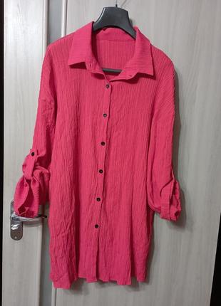 Красная блуза рубашка плиссе shein1 фото
