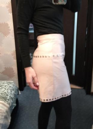 Стильная юбка из экокожи5 фото