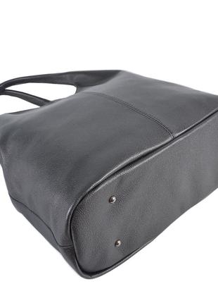 Натуральна шкіра. чорна - формат а4 - якісна та елегантна сумка на блискавці овальної форми (луцьк, 815)4 фото