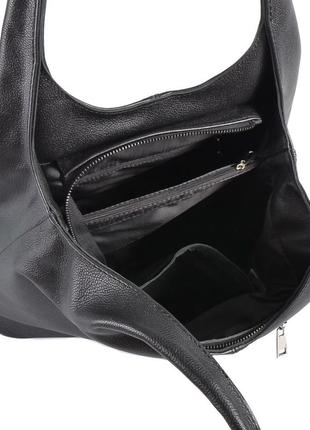 Натуральна шкіра. чорна - формат а4 - якісна та елегантна сумка на блискавці овальної форми (луцьк, 815)3 фото