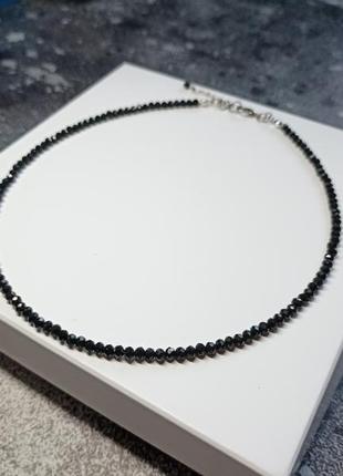 Чорний чокер чеський кришталь рондель
