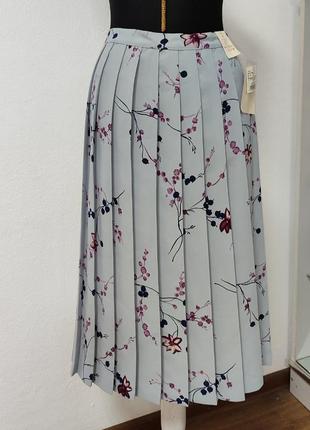 Стильная юбка миди плиссе, цветочный принт батальная1 фото