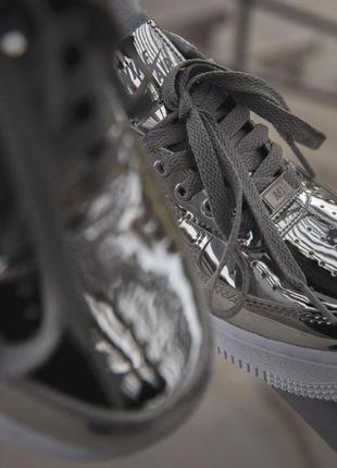 Кеды nike air force 1 sp "liquid metal" silver кроссовки серебряные6 фото