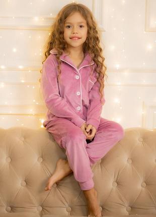 Дитячий домашній велюровий комплект піжама для дівчинки  (128р)1 фото