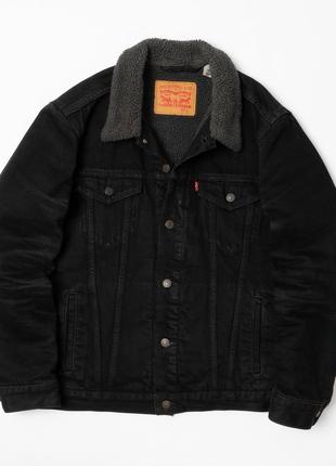 Levis sherpa trucker jacket black мужская куртка