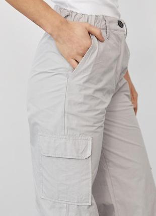 Жіночі штани карго в стилі кежуал — світло-сірий колір, l (є розміри)4 фото