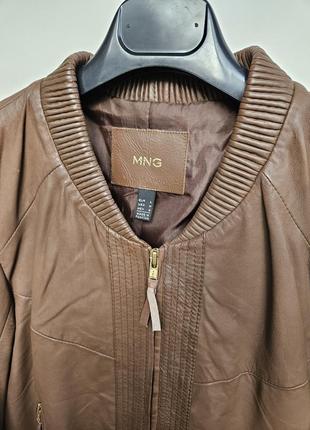 Кожаная куртка бомбер mango3 фото