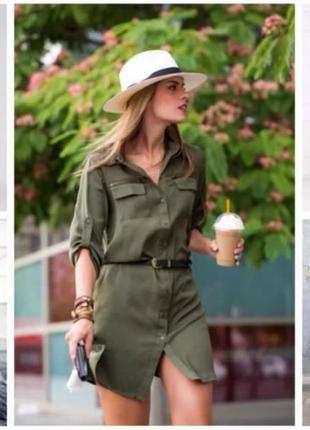 United colors of benetton сукня сорочка casual, кольору хакі, мілітарі