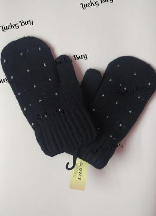 Женские черные зимние перчатки