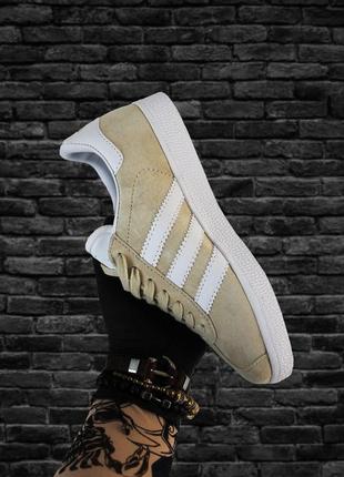 Кроссовки adidas gazelle beige white бежевые с белой подошвой3 фото