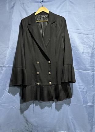 Пиджак платье черный длинный двубортный пиджак8 фото