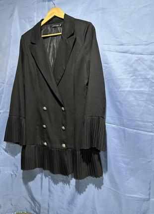Пиджак платье черный длинный двубортный пиджак6 фото